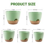 FOUKUS Set of 5 Self-Watering Plant Pots with Drainage – Eco-Friendly Plastic Planters for Indoor & Outdoor Use – Pots for Succulents, Cactus, Snake Plants (7, 6.5, 6, 5.5, 5) – Green - Image 4